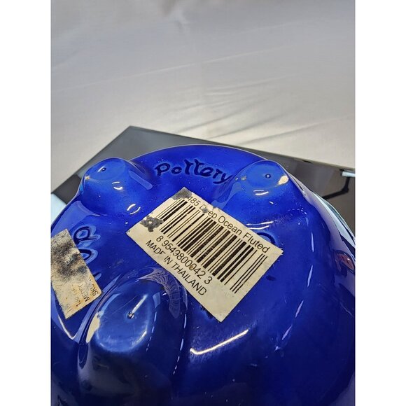 Top Pottery Deep Blue Ocean Fluted Bowl Hanging Pot Home Decor Vintage - Picture 9 of 15